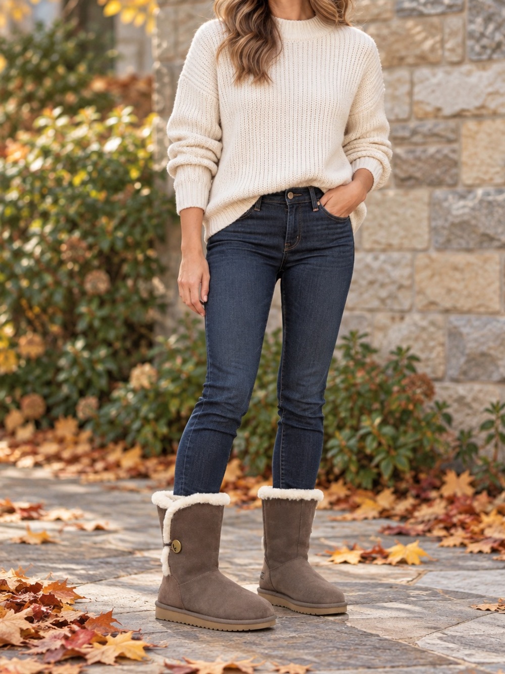Koolaburra by UGG Suede Faux Fur Lined Boots – Taupe – Women’s Size 9